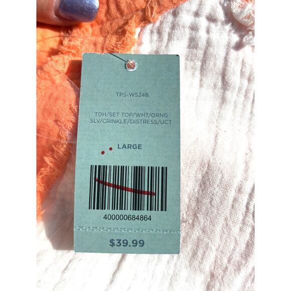 Uncharted Threads Raw Hem Shirt NEW Light Gauze Button Up L Boho Lagenlook - Picture 4 of 11